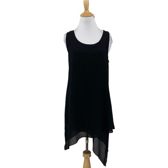 Soft Surroundings Tops - Soft Surroundings Blouse Women S Small Black Celine Angled Shark Tooth Tunic Hem